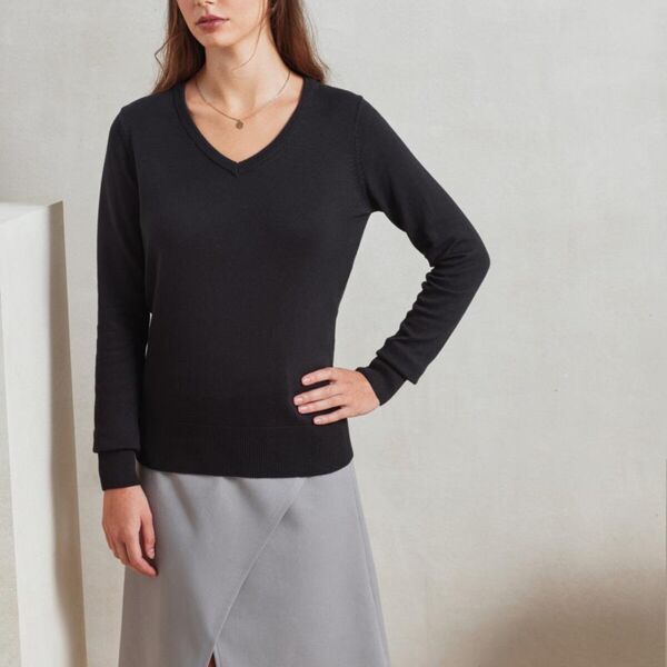 LADIES V NECK KNITTED SWEATER Thumbnail