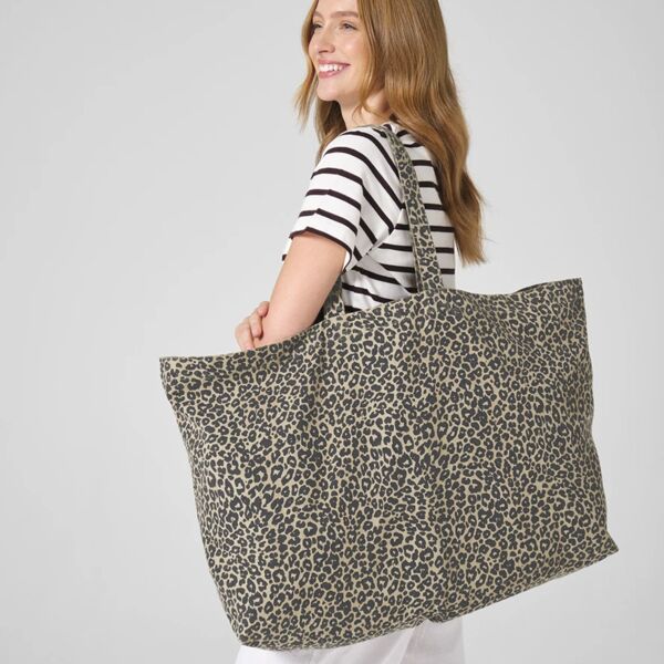 Westford Mill Leopard Print Canvas Oversized Tote Bag Thumbnail