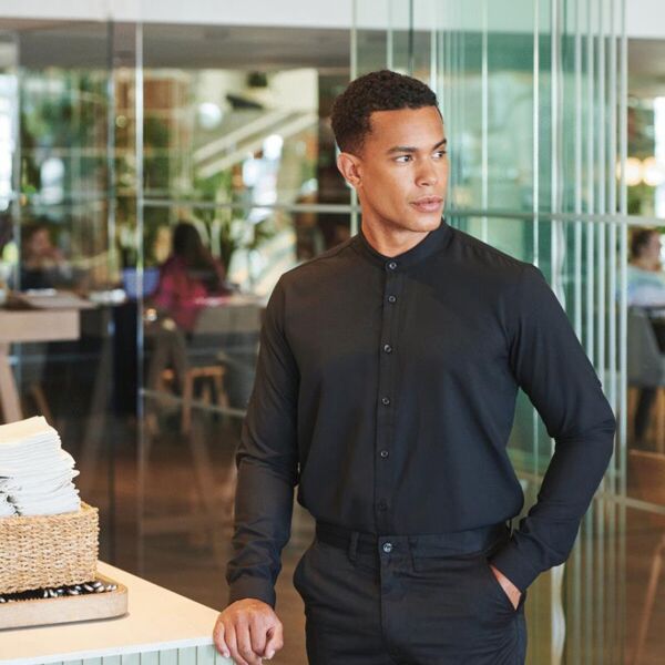 MANDARIN SHIRT WITH ROLL TAB SLEEVE Thumbnail